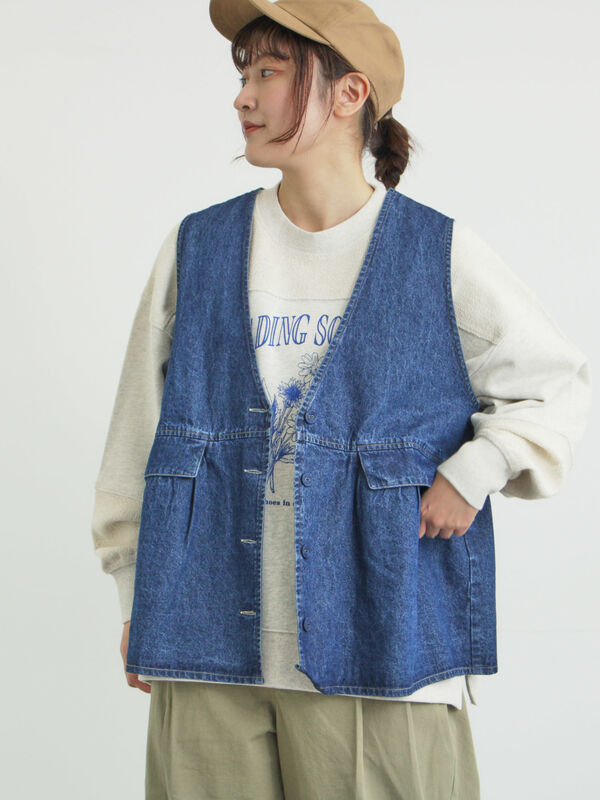 Vネックオーバーベスト（ブルー）｜Samansa Mos2（サマンサ モスモス）通販