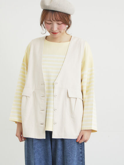 Vネックオーバーベスト（カーキ/ブルー/キナリ）｜Samansa Mos2（サマンサ モスモス）通販