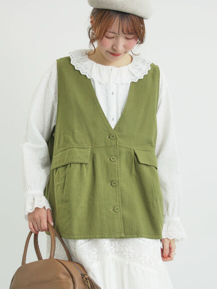 Vネックオーバーベスト（カーキ/ブルー/キナリ）｜Samansa Mos2（サマンサ モスモス）通販