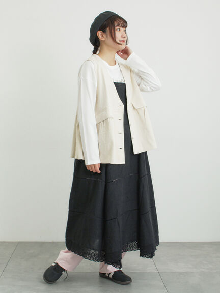 Vネックオーバーベスト（カーキ/ブルー/キナリ）｜Samansa Mos2（サマンサ モスモス）通販