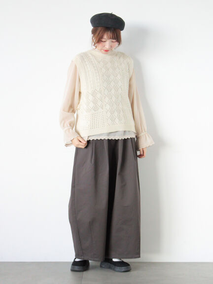 【M/Lサイズ】タックワイドパンツ（チャコールグレー/ベージュ/カーキ）｜Samansa Mos2（サマンサ モスモス）通販