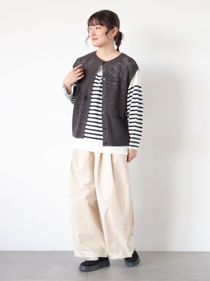 【M/Lサイズ】タックワイドパンツ（チャコールグレー/ベージュ/カーキ）｜Samansa Mos2（サマンサ モスモス）通販