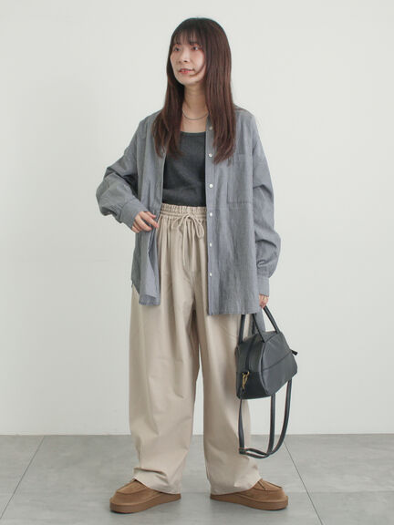 ワンポイント刺繍オーバーシャツ（オフホワイト/ブルー/ストライプ）｜Samansa Mos2（サマンサ モスモス）通販