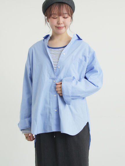 ワンポイント刺繍オーバーシャツ（オフホワイト/ブルー/ストライプ）｜Samansa Mos2（サマンサ モスモス）通販