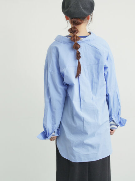 ワンポイント刺繍オーバーシャツ（オフホワイト/ブルー/ストライプ）｜Samansa Mos2（サマンサ モスモス）通販