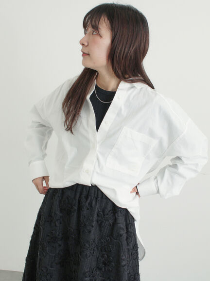 ワンポイント刺繍オーバーシャツ（オフホワイト/ブルー/ストライプ）｜Samansa Mos2（サマンサ モスモス）通販