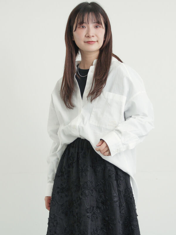 セール】 ワンポイント刺繍オーバーシャツ（オフホワイト/ブルー