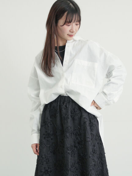 ワンポイント刺繍オーバーシャツ（オフホワイト/ブルー/ストライプ）｜Samansa Mos2（サマンサ モスモス）通販