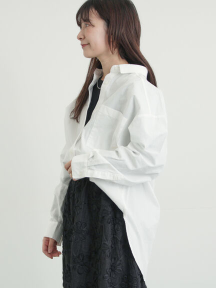 ワンポイント刺繍オーバーシャツ（オフホワイト/ブルー/ストライプ）｜Samansa Mos2（サマンサ モスモス）通販