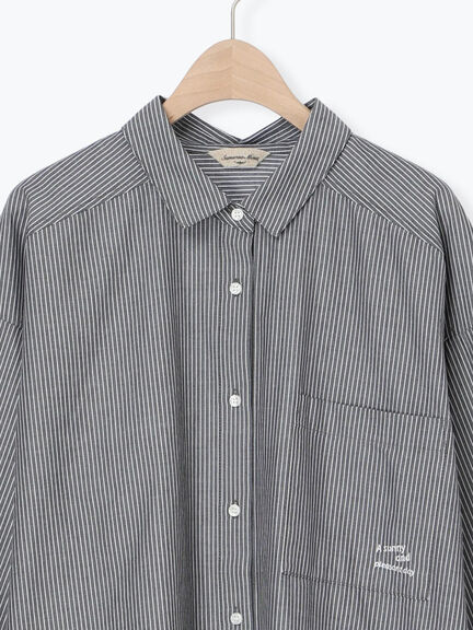 ワンポイント刺繍オーバーシャツ（オフホワイト/ブルー/ストライプ）｜Samansa Mos2（サマンサ モスモス）通販