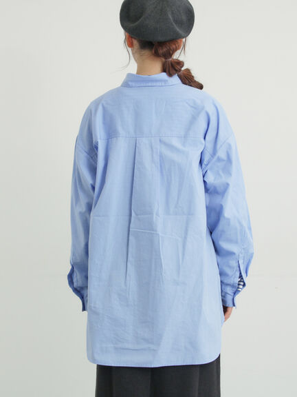 ワンポイント刺繍オーバーシャツ（オフホワイト/ブルー/ストライプ）｜Samansa Mos2（サマンサ モスモス）通販