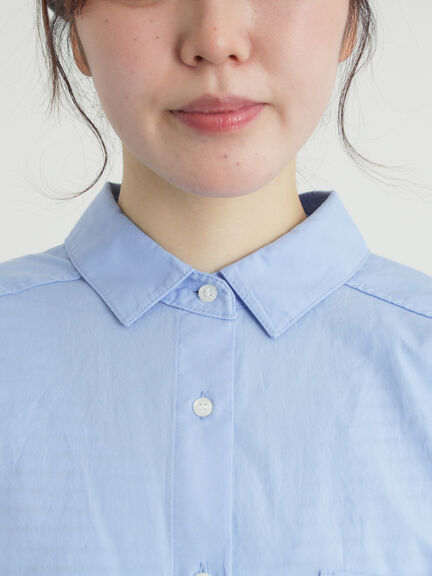 ワンポイント刺繍オーバーシャツ（オフホワイト/ブルー/ストライプ）｜Samansa Mos2（サマンサ モスモス）通販