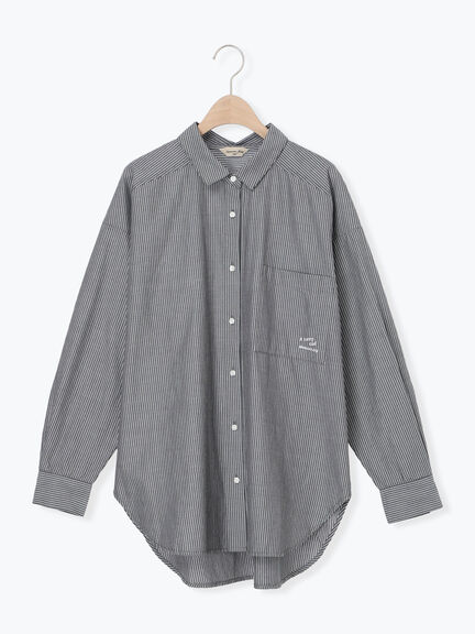 ワンポイント刺繍オーバーシャツ（オフホワイト/ブルー/ストライプ）｜Samansa Mos2（サマンサ モスモス）通販