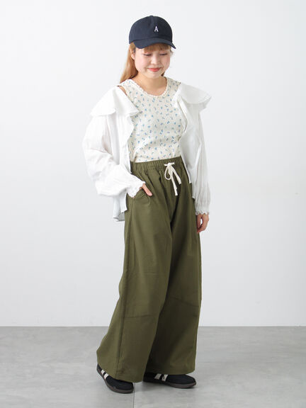 【2WAY】裾しぼり切替えパンツ（ブラック/ピンク/ベージュ/カーキ）｜Samansa Mos2（サマンサ モスモス）通販