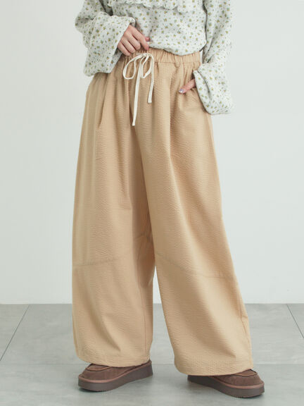 【2WAY】裾しぼり切替えパンツ（ブラック/ピンク/ベージュ/カーキ）｜Samansa Mos2（サマンサ モスモス）通販