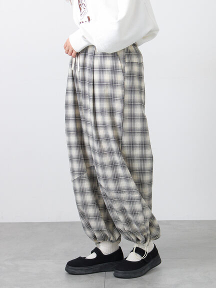 【2WAY】裾しぼり切替えパンツ（ブラック/ピンク/ベージュ/カーキ）｜Samansa Mos2（サマンサ モスモス）通販