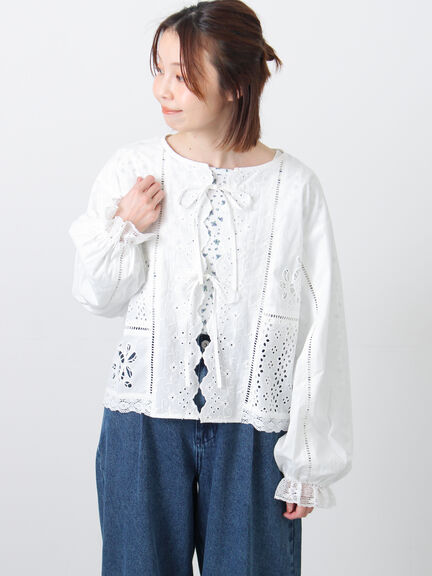 レースパッチワークブラウス（オフホワイト/ブラック/キナリ）｜Samansa Mos2（サマンサ モスモス）通販