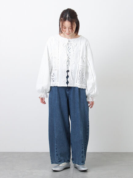 レースパッチワークブラウス（オフホワイト/ブラック/キナリ）｜Samansa Mos2（サマンサ モスモス）通販