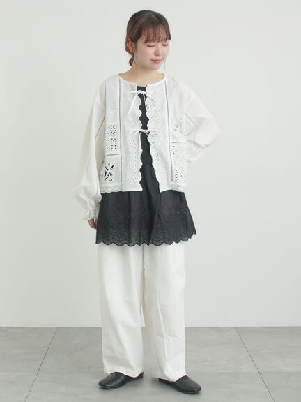 レースパッチワークブラウス（オフホワイト/ブラック/キナリ）｜Samansa Mos2（サマンサ モスモス）通販