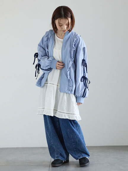 フリルトラックジャケット（オフホワイト/ブラック/サックスブルー）｜Samansa Mos2（サマンサ モスモス）通販