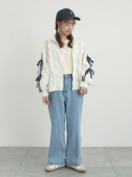 フリルトラックジャケット（オフホワイト/ブラック/サックスブルー）｜Samansa Mos2（サマンサ モスモス）通販