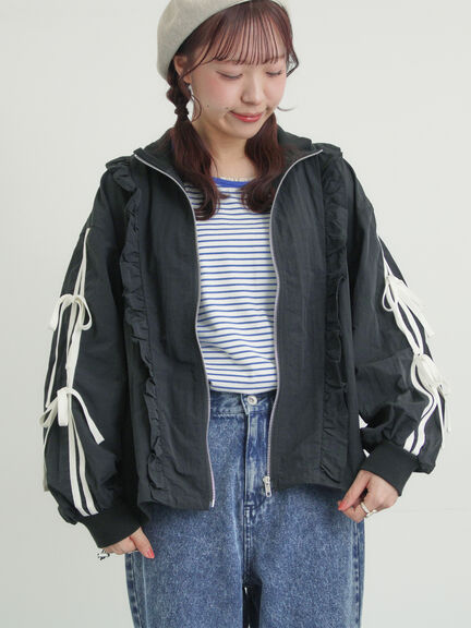 フリルトラックジャケット（オフホワイト/ブラック/サックスブルー）｜Samansa Mos2（サマンサ モスモス）通販