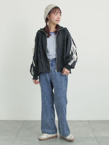 フリルトラックジャケット（オフホワイト/ブラック/サックスブルー）｜Samansa Mos2（サマンサ モスモス）通販