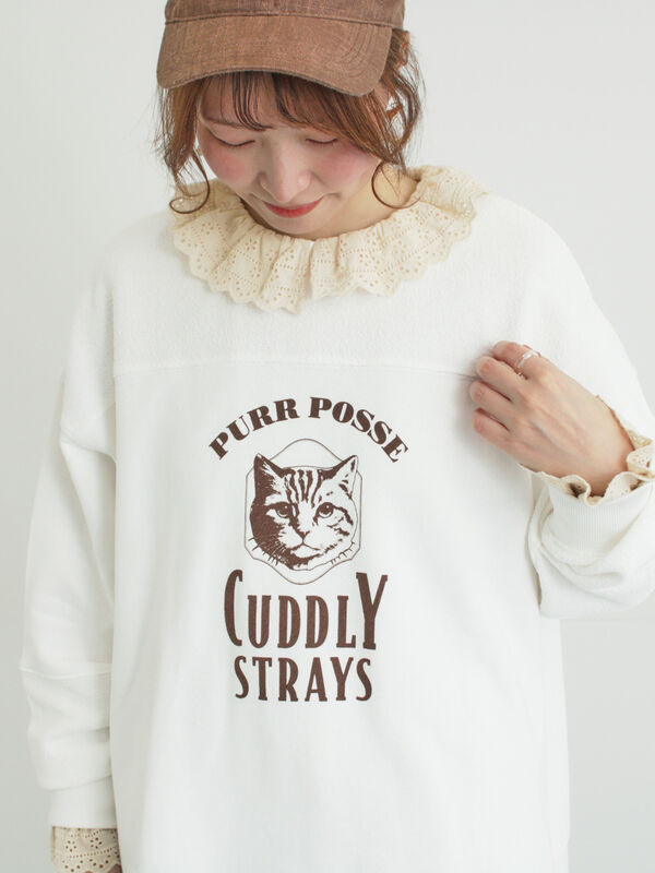 切替ミニ裏毛プリントスウェット（オフホワイト/グレー/チャコールグレー）｜Samansa Mos2（サマンサ モスモス）通販