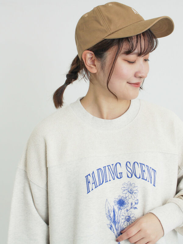 切替ミニ裏毛プリントスウェット（オフホワイト/グレー