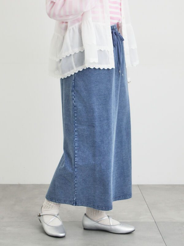 裏毛スカート（グレー/ブラック/ブルー/ボトムス/スカート）| Samansa