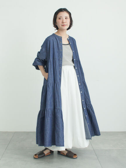 【オーガニックコットン】デニムティアードワンピース（サックスブルー/ネイビー）｜Samansa Mos2（サマンサ モスモス）通販