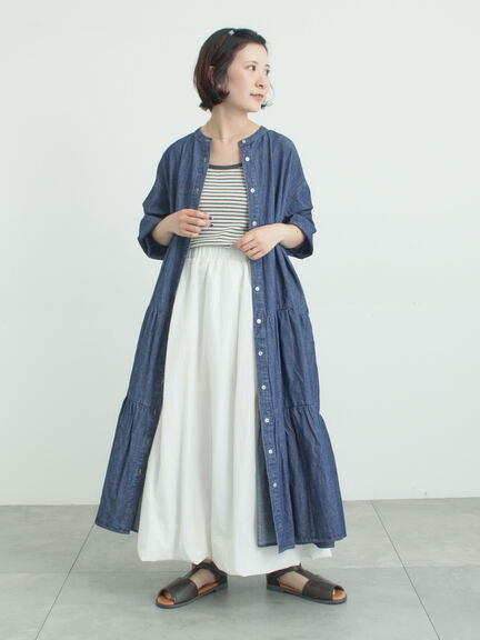 【オーガニックコットン】デニムティアードワンピース（サックスブルー/ネイビー）｜Samansa Mos2（サマンサ モスモス）通販