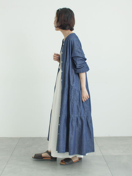 【オーガニックコットン】デニムティアードワンピース（サックスブルー/ネイビー）｜Samansa Mos2（サマンサ モスモス）通販