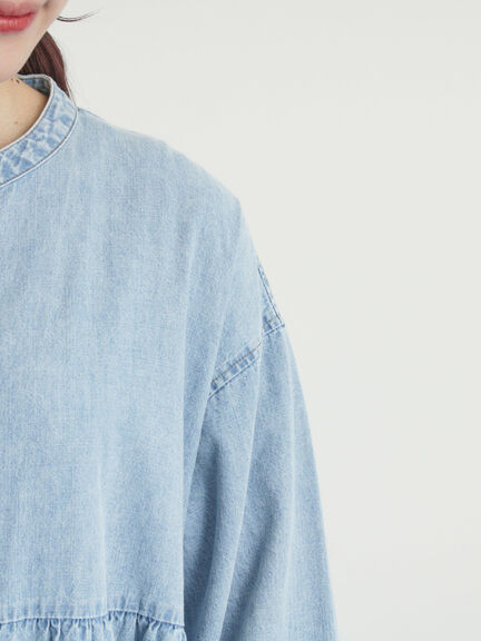 【オーガニックコットン】デニムティアードワンピース（サックスブルー/ネイビー）｜Samansa Mos2（サマンサ モスモス）通販