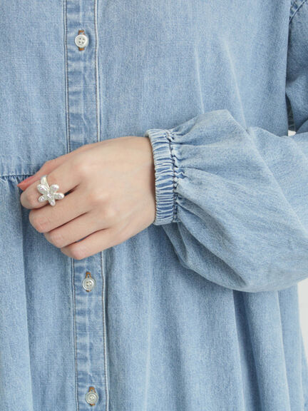 【オーガニックコットン】デニムティアードワンピース（サックスブルー/ネイビー）｜Samansa Mos2（サマンサ モスモス）通販