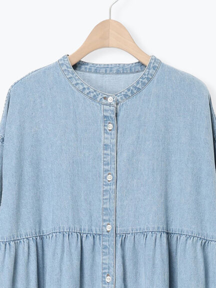 【オーガニックコットン】デニムティアードワンピース（サックスブルー/ネイビー）｜Samansa Mos2（サマンサ モスモス）通販