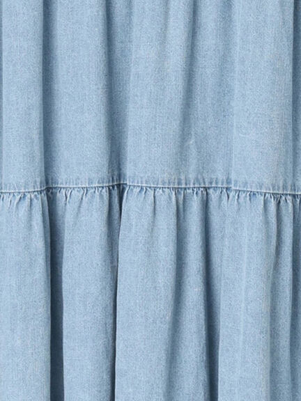 【オーガニックコットン】デニムティアードワンピース（サックスブルー/ネイビー）｜Samansa Mos2（サマンサ モスモス）通販