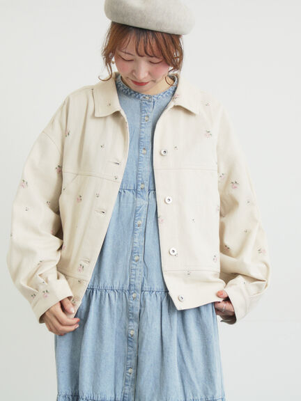 【オーガニックコットン】デニムジャケット（サックスブルー/ブルー/キナリ）｜Samansa Mos2（サマンサ モスモス）通販