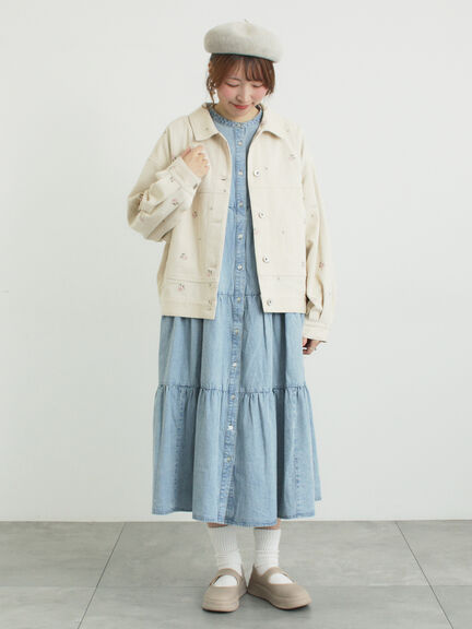 【オーガニックコットン】デニムジャケット（サックスブルー/ブルー/キナリ）｜Samansa Mos2（サマンサ モスモス）通販