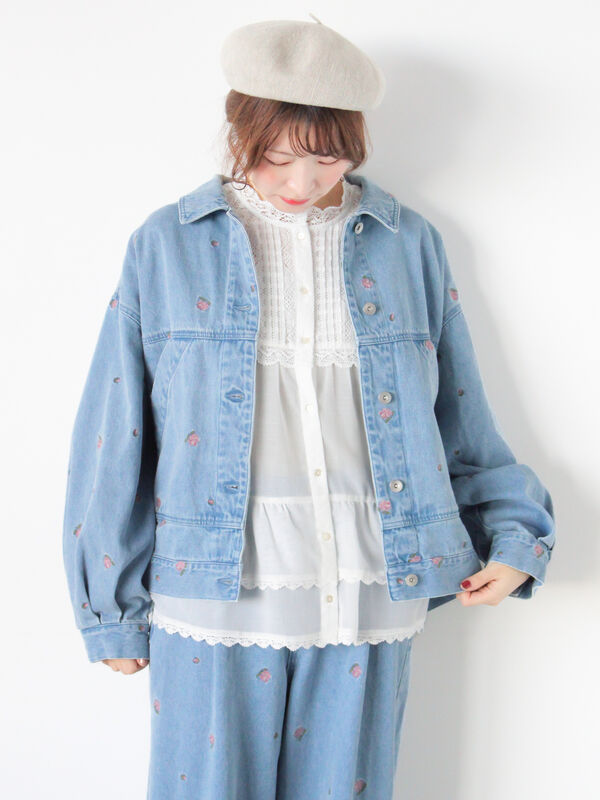オーガニックコットン】デニムジャケット（サックスブルー/ブルー