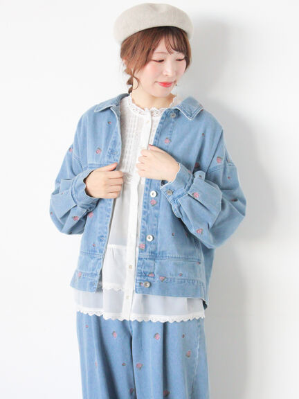 【オーガニックコットン】デニムジャケット（サックスブルー/ブルー/キナリ）｜Samansa Mos2（サマンサ モスモス）通販