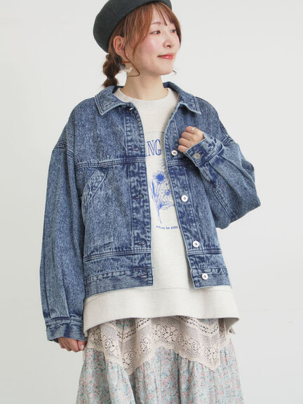 【オーガニックコットン】デニムジャケット（サックスブルー/ブルー/キナリ）｜Samansa Mos2（サマンサ モスモス）通販