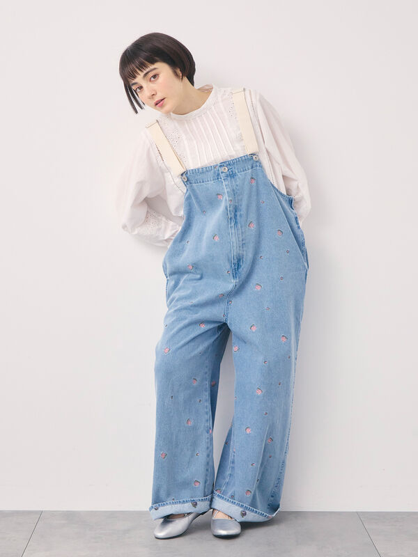 【オーガニックコットン】デニムサロペット（サックスブルー/ブルー/キナリ）｜Samansa Mos2（サマンサ モスモス）通販