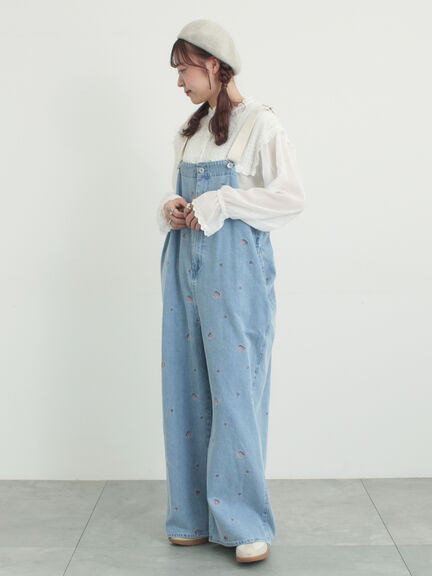 【オーガニックコットン】デニムサロペット（サックスブルー/ブルー/キナリ）｜Samansa Mos2（サマンサ モスモス）通販