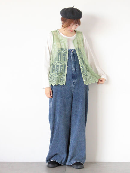 【オーガニックコットン】デニムサロペット（サックスブルー/ブルー/キナリ）｜Samansa Mos2（サマンサ モスモス）通販