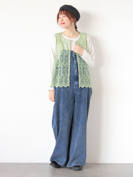 【オーガニックコットン】デニムサロペット（サックスブルー/ブルー/キナリ）｜Samansa Mos2（サマンサ モスモス）通販