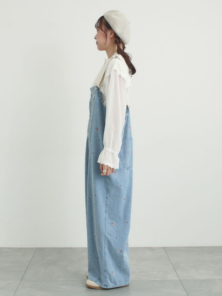 【オーガニックコットン】デニムサロペット（サックスブルー/ブルー/キナリ）｜Samansa Mos2（サマンサ モスモス）通販