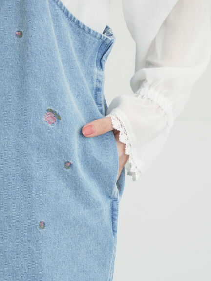 【オーガニックコットン】デニムサロペット（サックスブルー/ブルー/キナリ）｜Samansa Mos2（サマンサ モスモス）通販