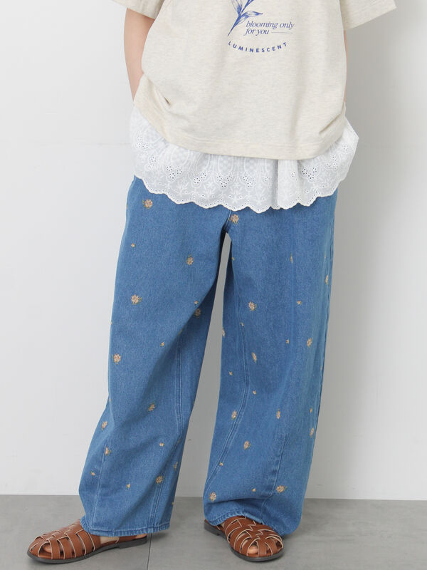 《新色追加》【オーガニックコットン】デニムバレルパンツ（ネイビー）｜Samansa Mos2（サマンサ モスモス）通販