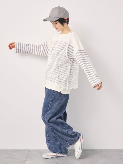 【オーガニックコットン】デニムバレルパンツ（サックスブルー/ブルー/キナリ）｜Samansa Mos2（サマンサ モスモス）通販